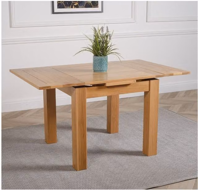 Thats Furniture Richmond Oak Extending Dining Table and 4 Montana Fabric Chairs in Grey and Brown