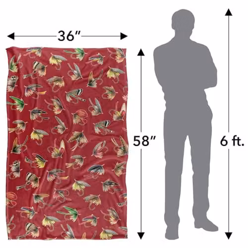 JQ Licensing Fly Fishing Lures Pattern Super Soft Fleece Throw Blanket, Multicolour, W: 91 cm, D: 147 cm – 4