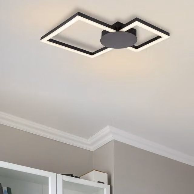 COSYLYTE Miles Square LED Ceiling Light for Bathrooms in Matt Black
