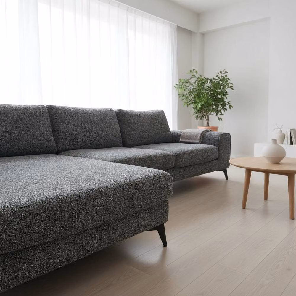 Abakus Direct Venice Chenille L-Shaped Corner Sofa in Grey, Left Facing – 4