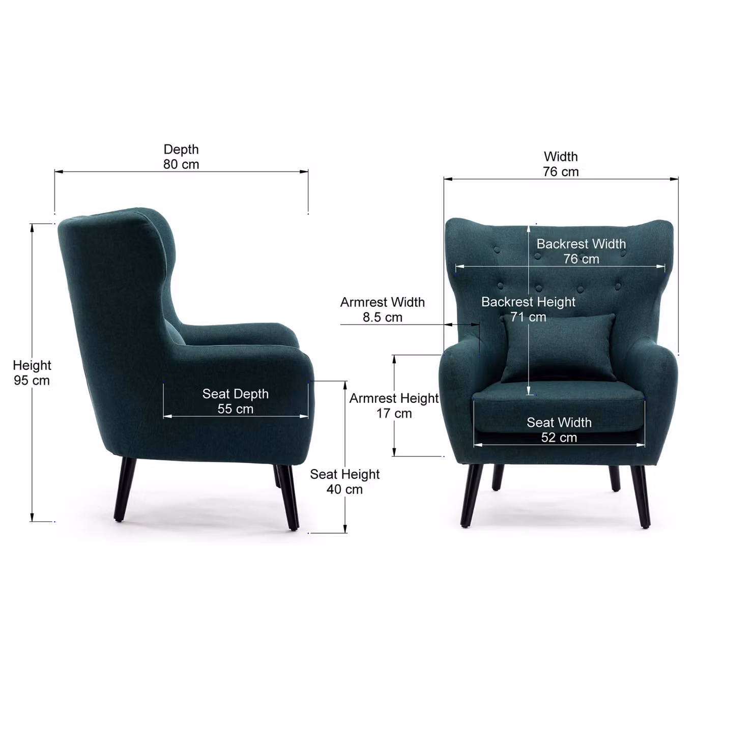 More4Homes Winslow Modern Velvet Wing Back Accent Armchair in Green – 4