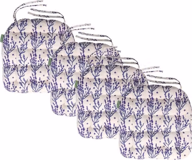 Gardenista Quilted Outdoor Garden Chair Cushion in Purple with Tie Cords and Water Repellent Finish