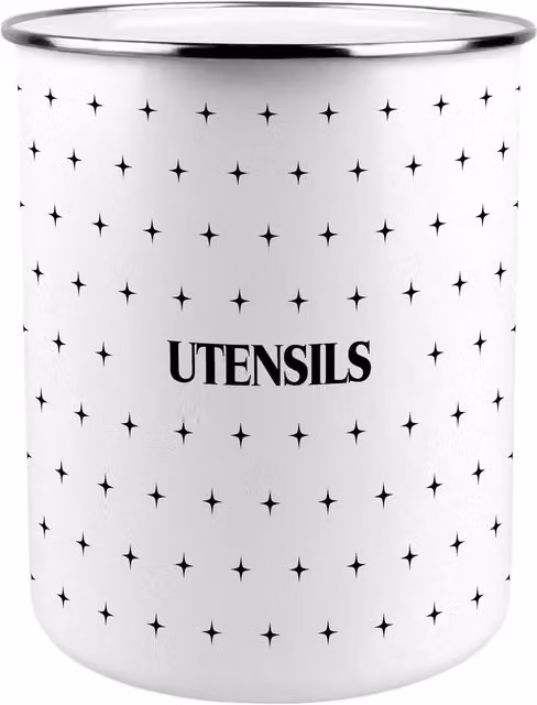 Purely Home Round Ceramic Kitchen Utensil Holder in Black and White