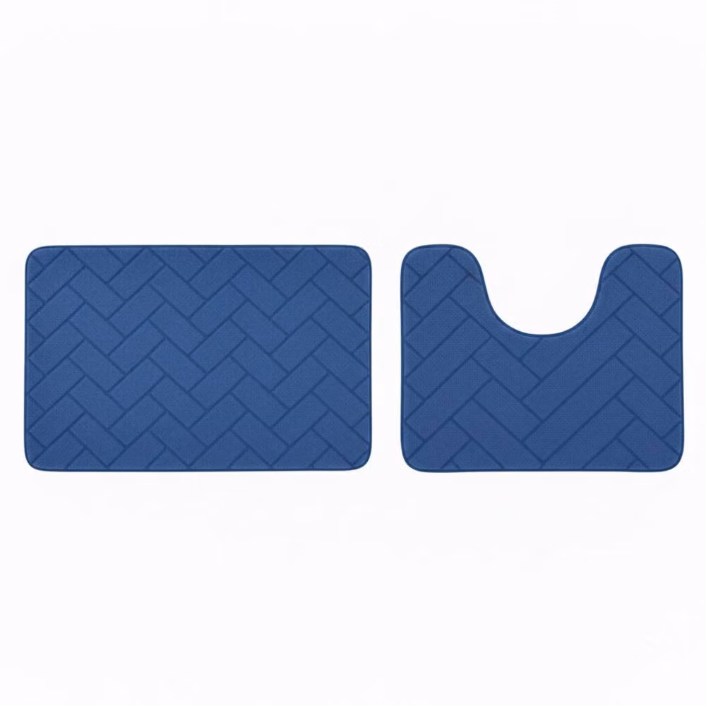Snug City City Block Design Memory Foam Bath Mat Set in Blue, W: 80 cm x D: 50 cm – 2