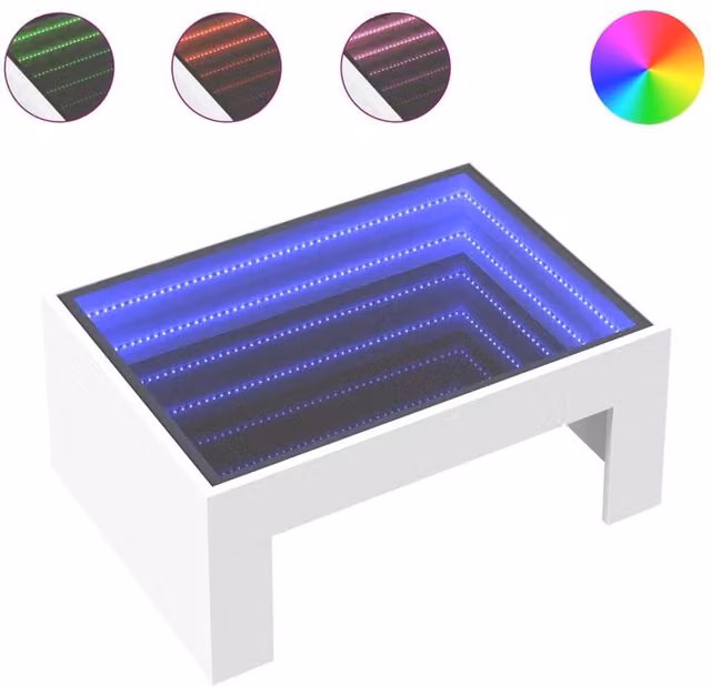 Berkfield Home Infinity LED Coffee Table in White, W/D/H: 70 x 50 x 30 cm