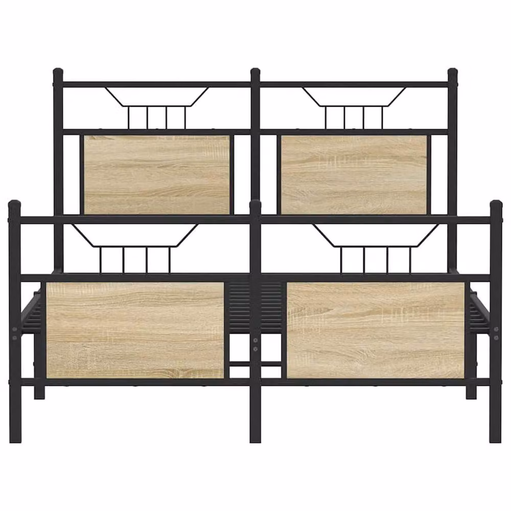 Berkfield Home Durable Small Double Bed Frame in Sonoma Oak and Brown/Black, W/D/H: 120 x 200 cm – 3
