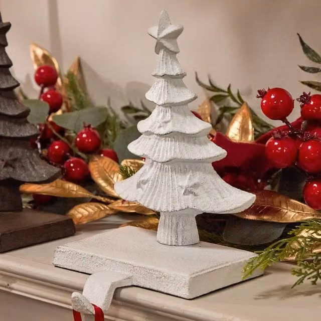 Dibor White Cast Iron Decorative Star Stocking Holder