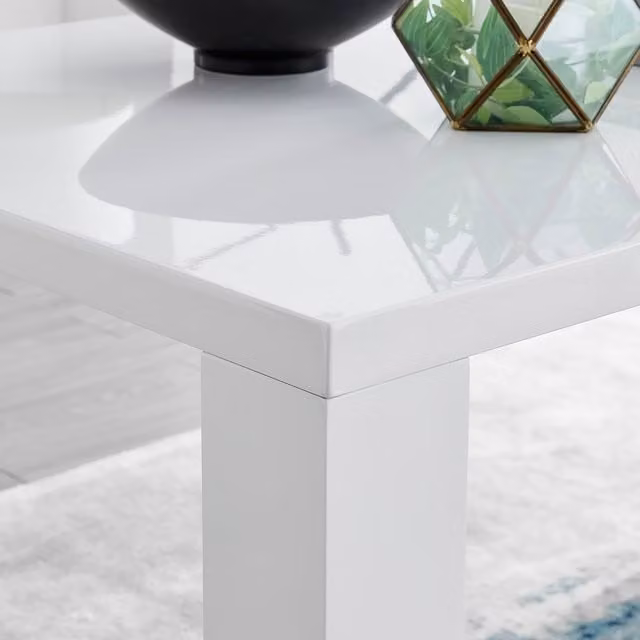 FurnitureboxUK Pivero White Dining Table and 6 Pesaro Silver Leg Chairs in Navy Blue