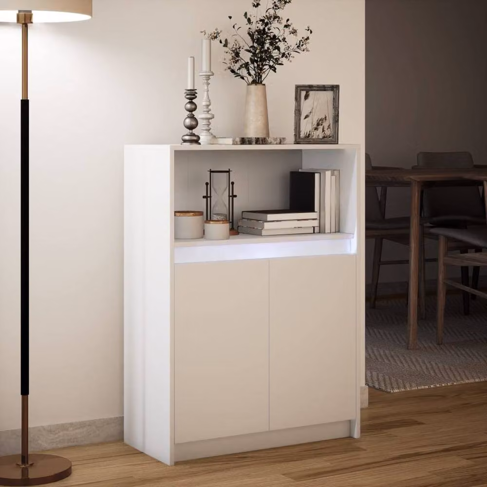 Berkfield Home Modern White Sideboard with Integrated LED Lighting, W/D/H: 72 x 34 x 100 cm – 2