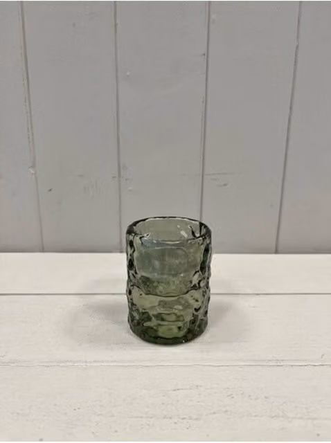KDMD Large Vintage Green Textured Glass Tealight Candle Holder