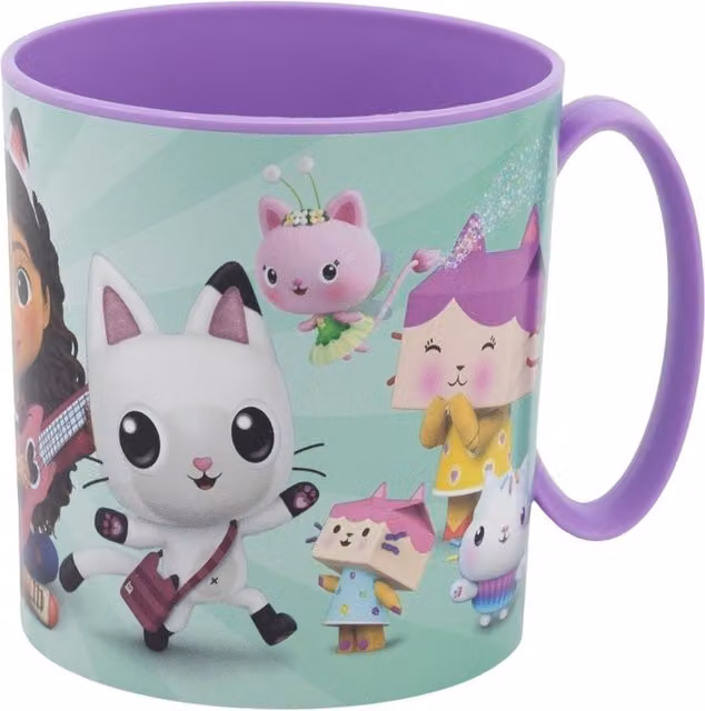 Official Gabby's Dollhouse Licenced Micro Mug, 390 ml, Purple and Multicolour