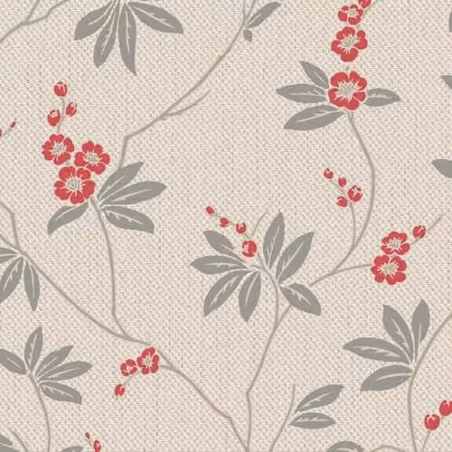Belgravia Decor Amelie Blossom Beige and Red Floral Botanical Wallpaper – 1