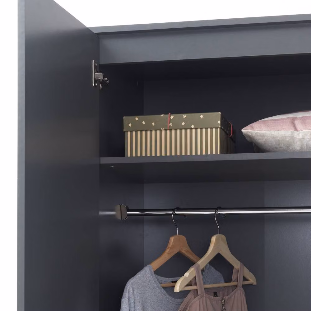 Timber Art Design Rio Costa 2 Door Double Wardrobe in Matt Grey, H 181 x W 76 x D 47 cm – 3