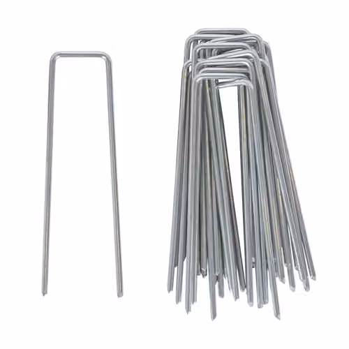 Harbour Housewares Galvanised Steel Weed Membrane Pegs, Silver, Pack of 40 – 1
