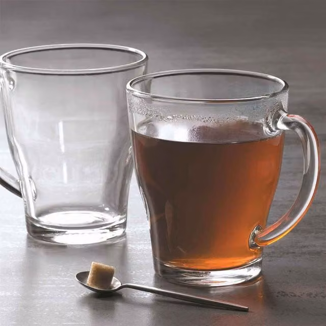 Duralex Transparent Glass Latte Coffee Mugs, 350ml