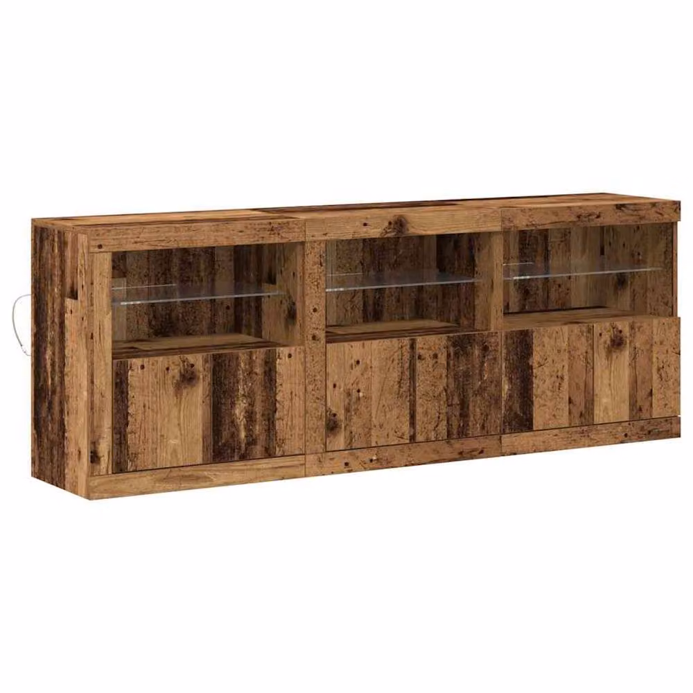 Berkfield Home Rustic Brown Oak Sideboard with Integrated LED Lights, W/D/H: 181.5 x 37 x 67 cm – 3
