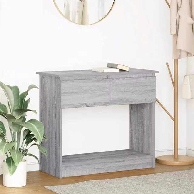 Berkfield Home Modern Console Table with Drawers, Grey, W: 85.5 cm, D: 38.5 cm, H: 74.5 cm – 1
