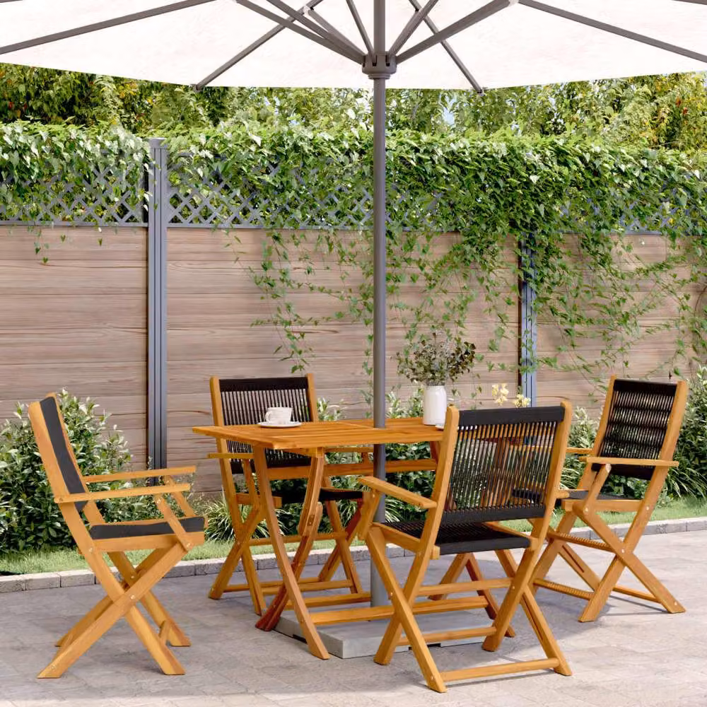 Berkfield Home Set of 4 Black Acacia Wood Folding Garden Chairs – 2