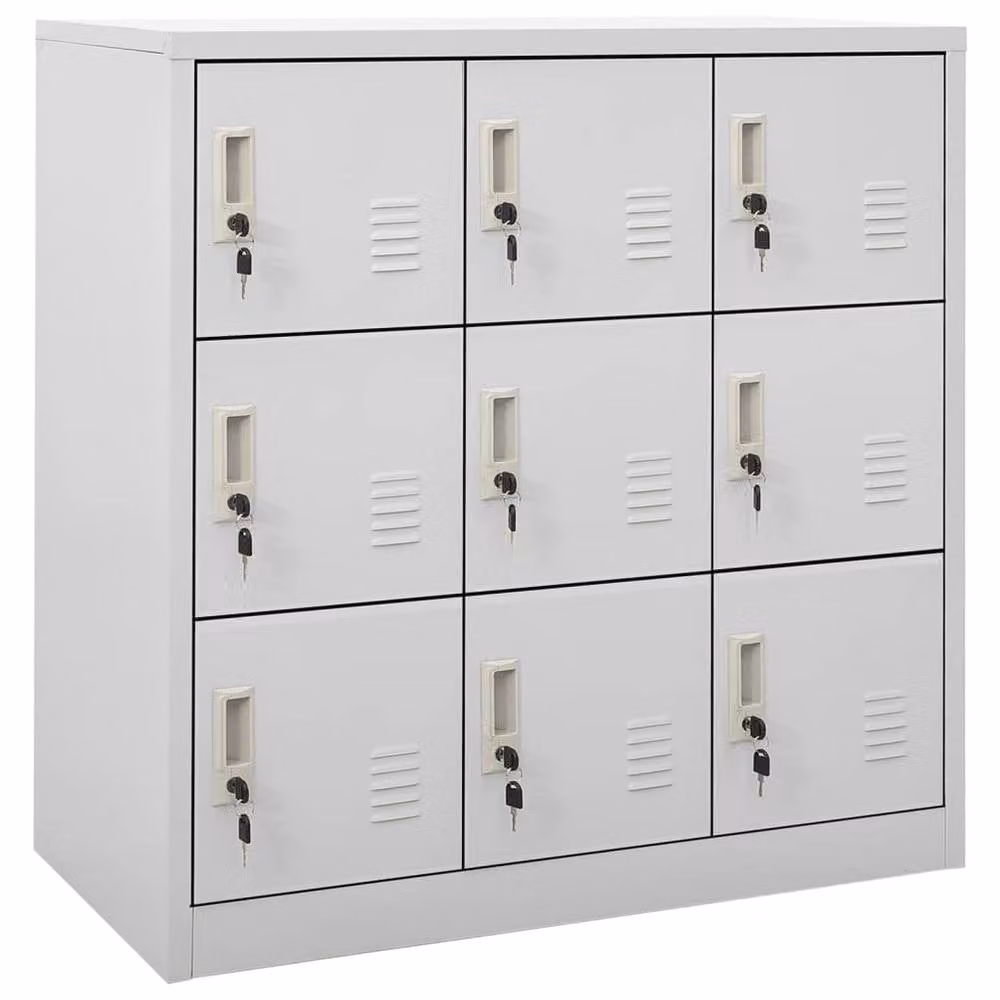 Berkfield Home Modern Metal Locker Cabinet in Matt Grey, W/D/H: 90 x 45 x 92.5 cm