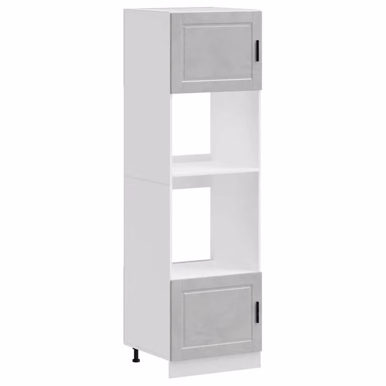 Berkfield Home Porto Oven Cabinets, 2 Piece Set in Concrete Grey Engineered Wood, W/D/H: 60 x 57 x 207 cm