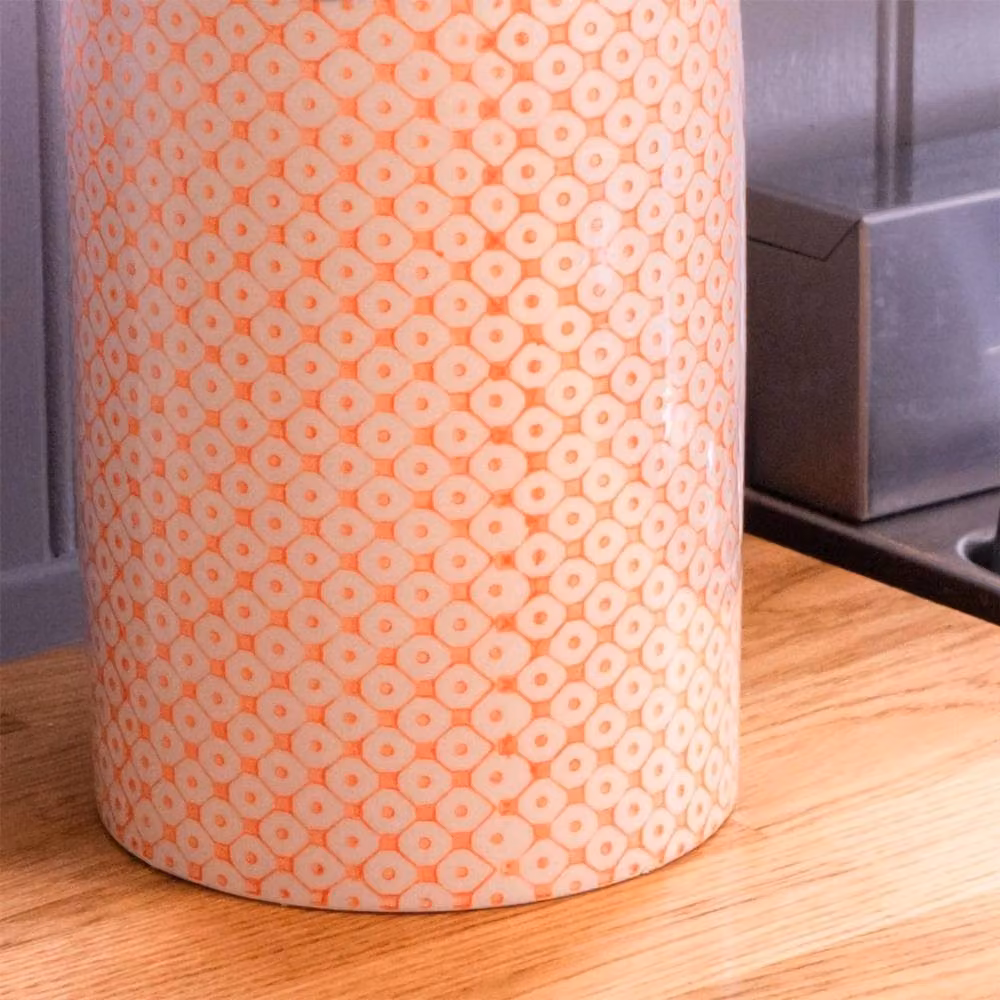 Havendro Hand-Printed Japanese Ceramic Kitchen Canister, Orange, 1 l – 3
