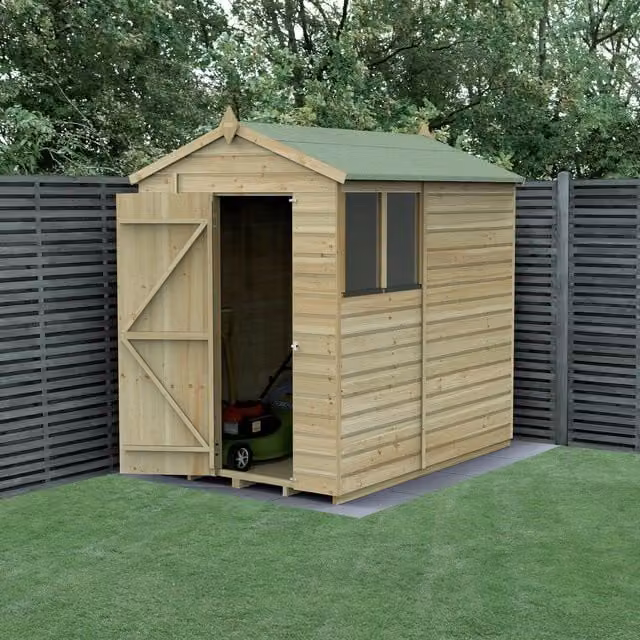 Beckwood Apex Wood Garden Shed in Brown with Window and Base
