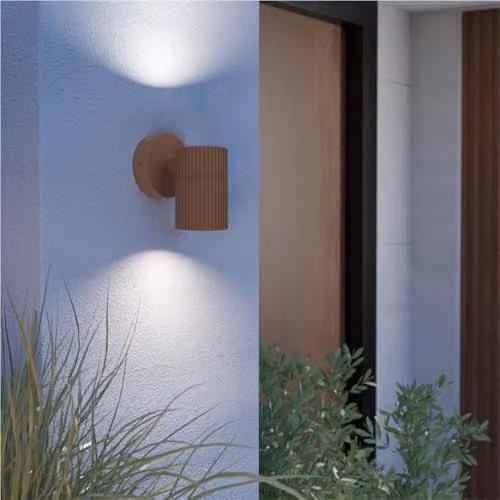 Loops Modern Round Metal Wall Light in Brown and Rust-Coloured with GU10 Fitting and IP44 Rating – 2
