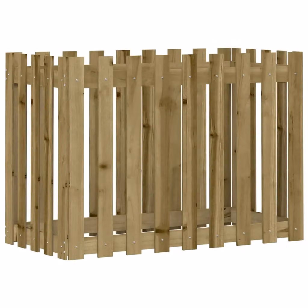 Berkfield Home Garden Raised Bed with Fence Design in Brown Impregnated Pine Wood, W/D/H: 100 x 50 x 70 cm – 2
