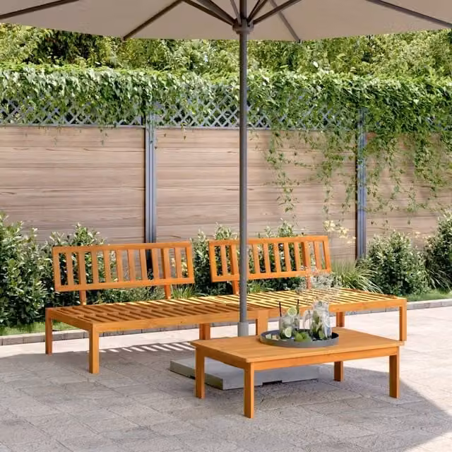 Berkfield Home Garden Pallet Middle Sofas, Set of 2, Solid Acacia Wood, Brown – 1