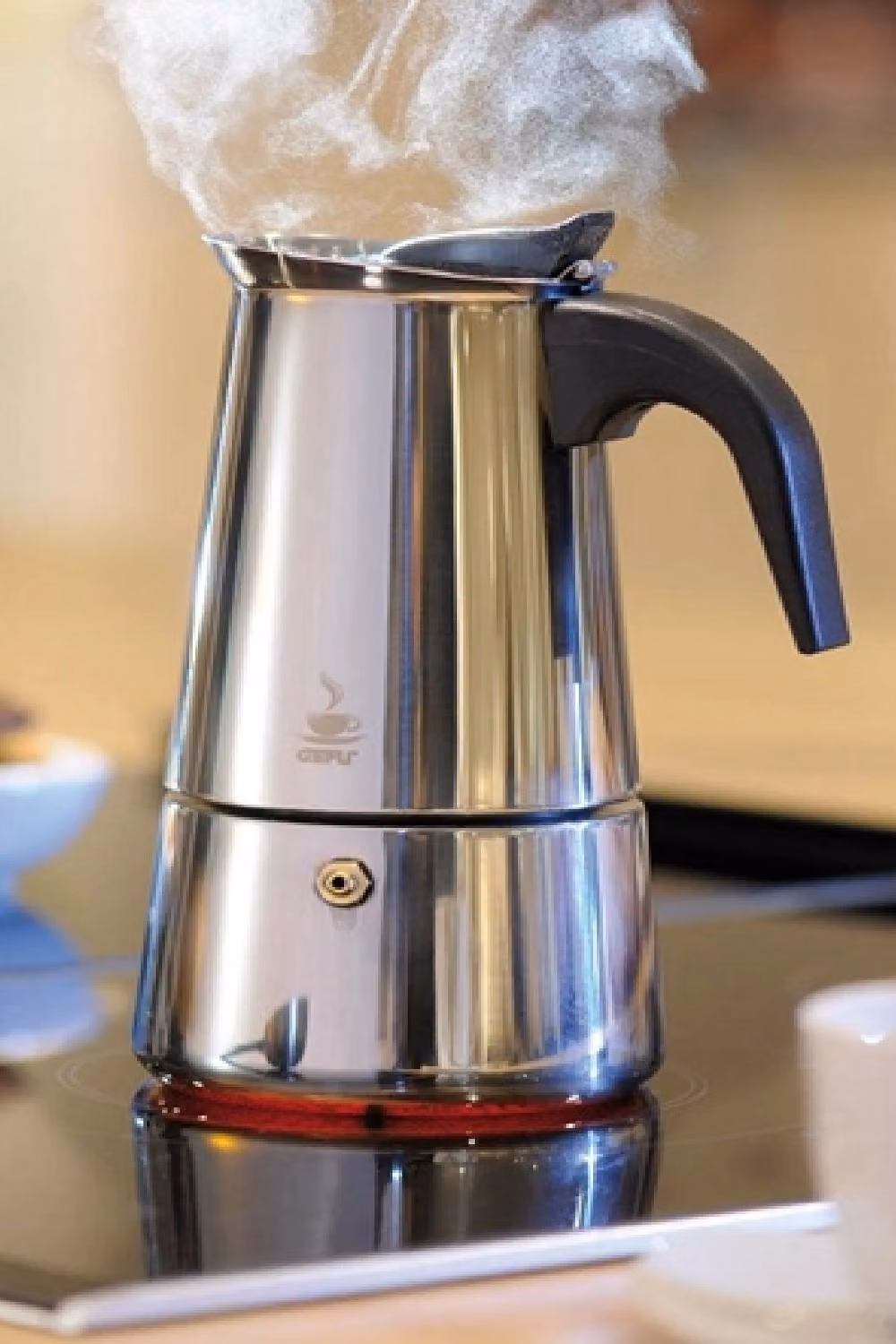 Gefu EMILIO Modern Espresso Maker for Induction and Gas Hobs, 2 Cups, Silver – 2