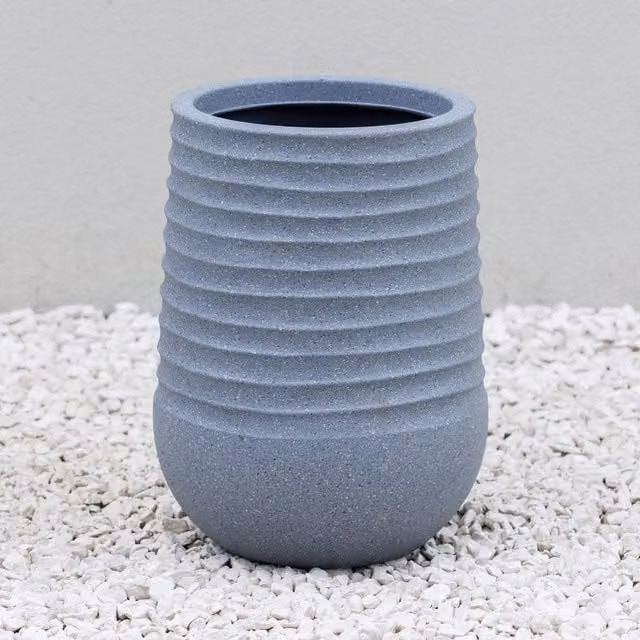 Primrose Tall Round Flower Planter Outdoor Patio Plant Pot, Grey