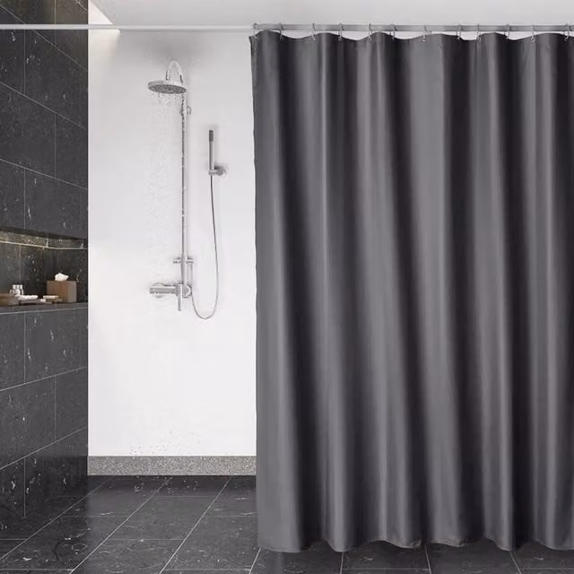 KORVIXA Anti-Mould Waterproof Polyester Shower Curtain in Grey, W: 180 cm, H: 200 cm – 1