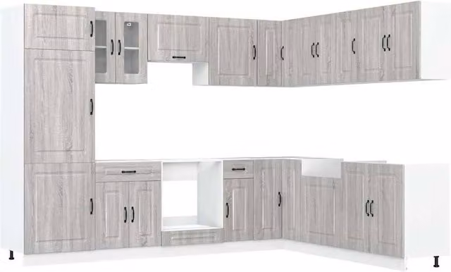 Berkfield Home Kalmar 14 Piece Modern Kitchen Cabinet Set in Grey Sonoma Engineered Wood