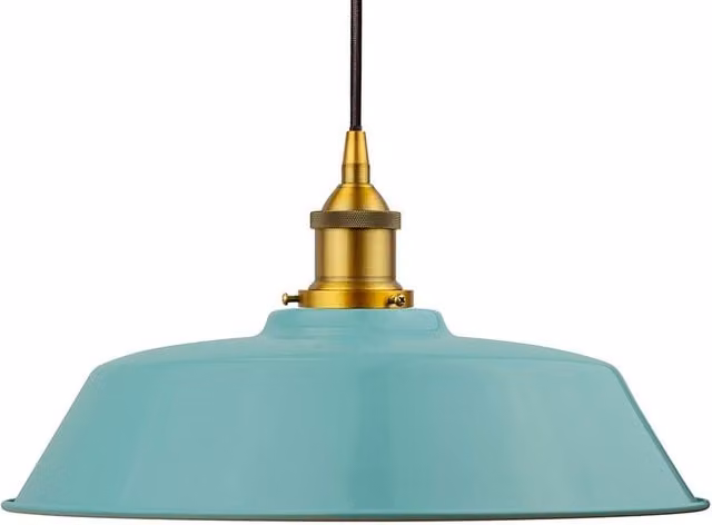 SE Home Chancery Round Pendant Light in Duck Egg Blue, Gold and Black