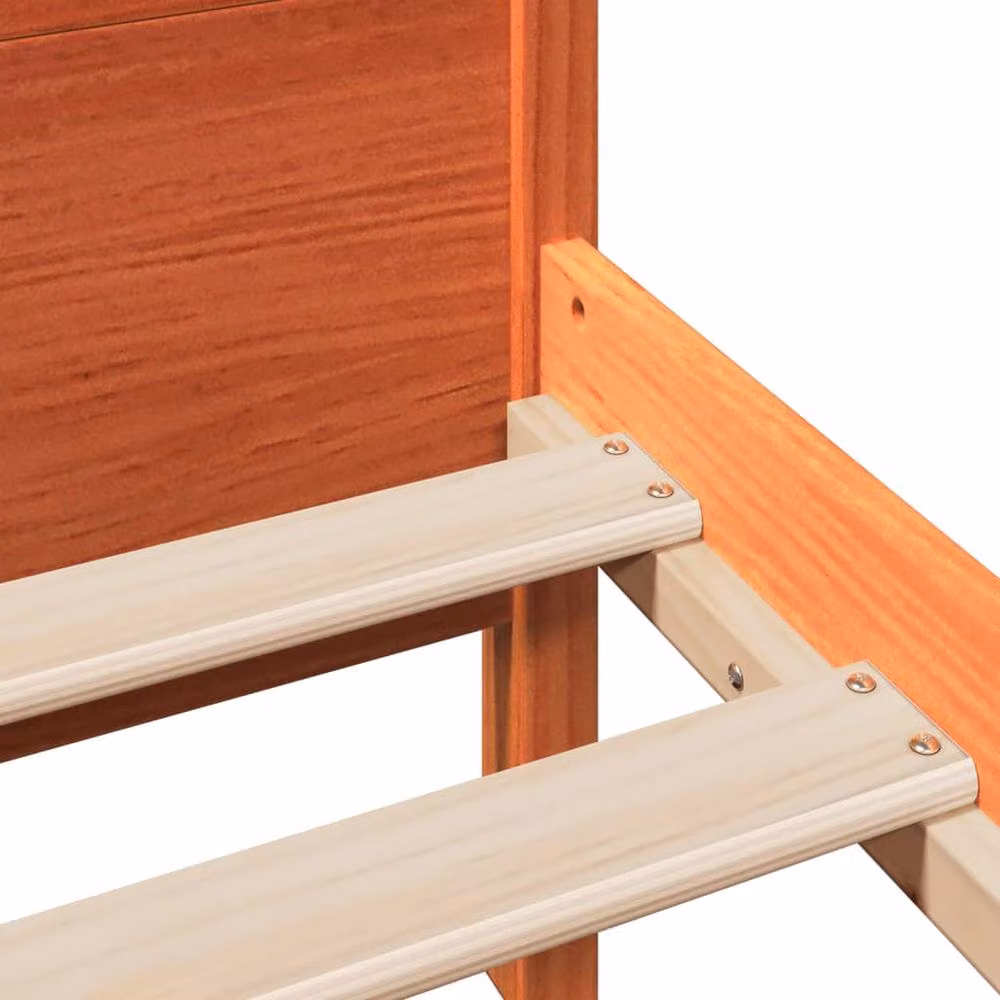 Berkfield Home Small Double Solid Wood Pine Bed Frame, Waxed Brown, W/D/H: 120 x 190 x 72 cm – 4