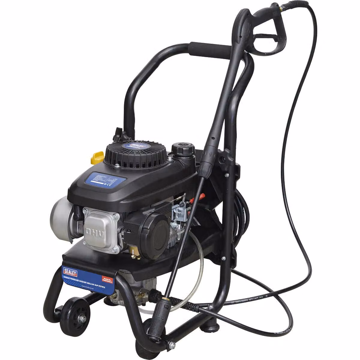 Loops Petrol Powered Pressure Washer with 4hp Engine, 150bar Pressure and 5m Hose in Black and Multicolour – 4