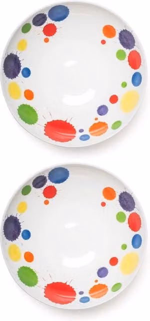 BlissHome Prue Leith Set of 2 Multicolour Inky Splats Supper Bowls, Diameter: 21 cm
