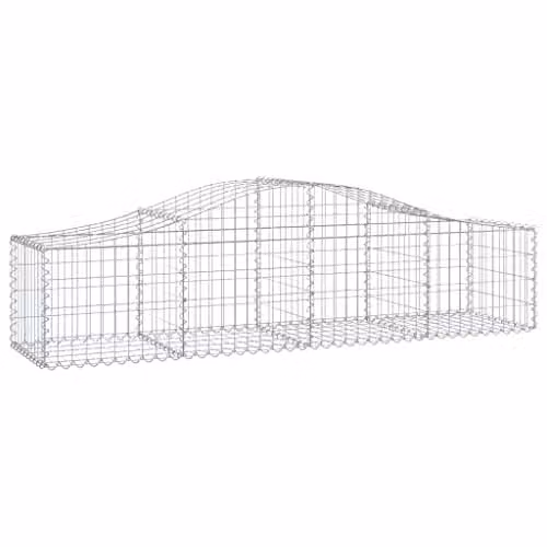 vidaXL Set of 4 Arched Gabion Baskets in Silver Galvanised Steel, W/D/H: 200 x 50 x 40/60 cm