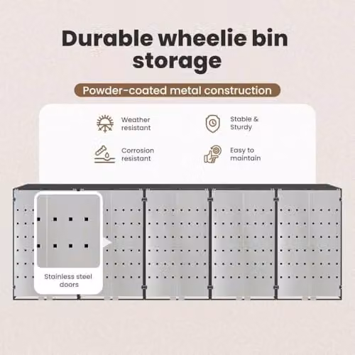 vidaXL Wheelie Bin Storage for 5 Bins in Anthracite Steel – 2