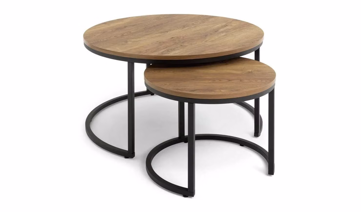 Nomad Nest of 2 Coffee Tables in Oak and Black by Cheap Furniture Warehouse