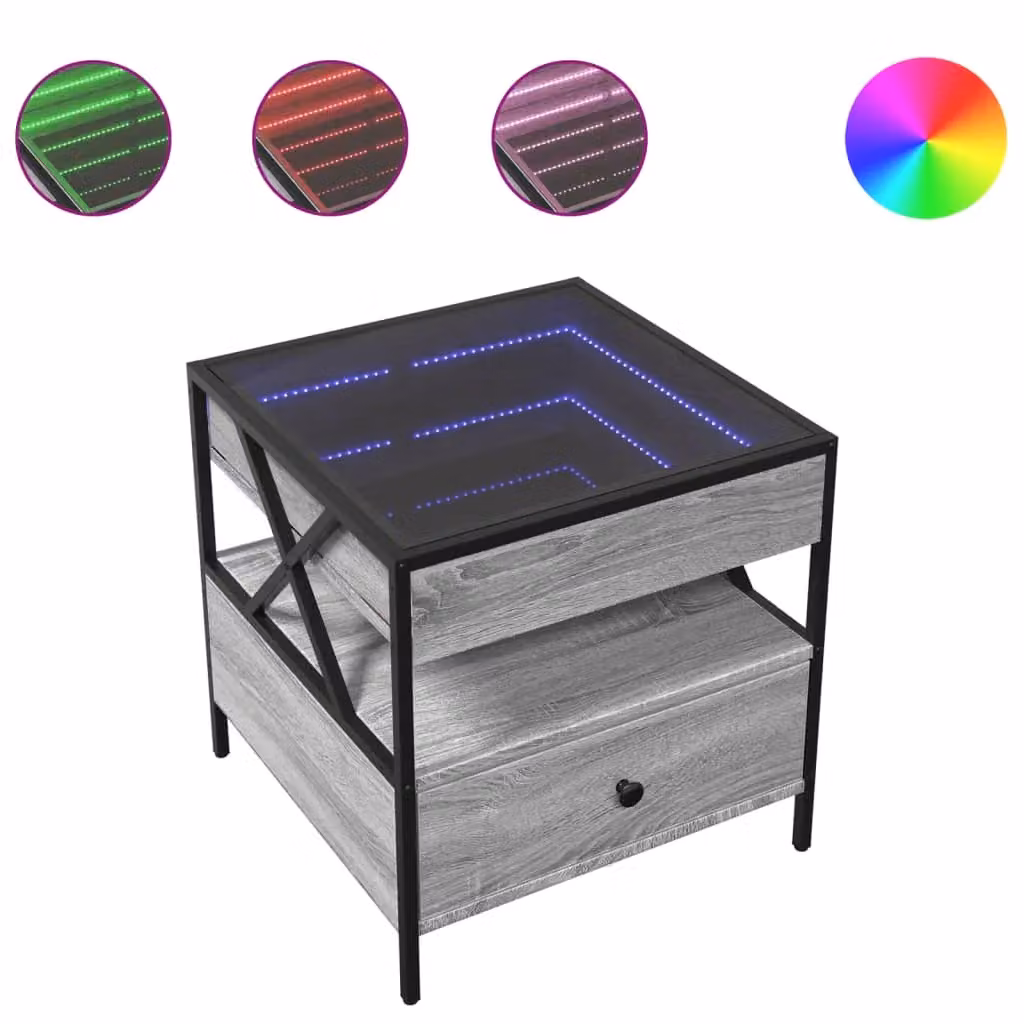 Berkfield Home Infinity LED Coffee Table in Grey Sonoma, W/D/H: 50 x 50 x 51 cm – 2