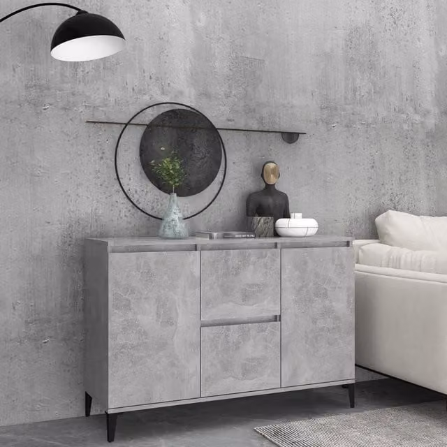 Berkfield Home Industrial Sideboard in Concrete Grey, W/D/H: 104 x 35 x 70 cm