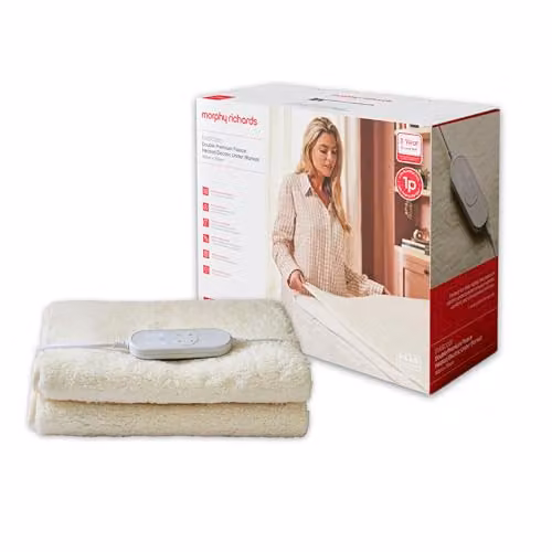 Morphy Richards EverCosy Double Fleece Electric Under Blanket in White and Beige, W/D/H: 150 x 122 cm – 1