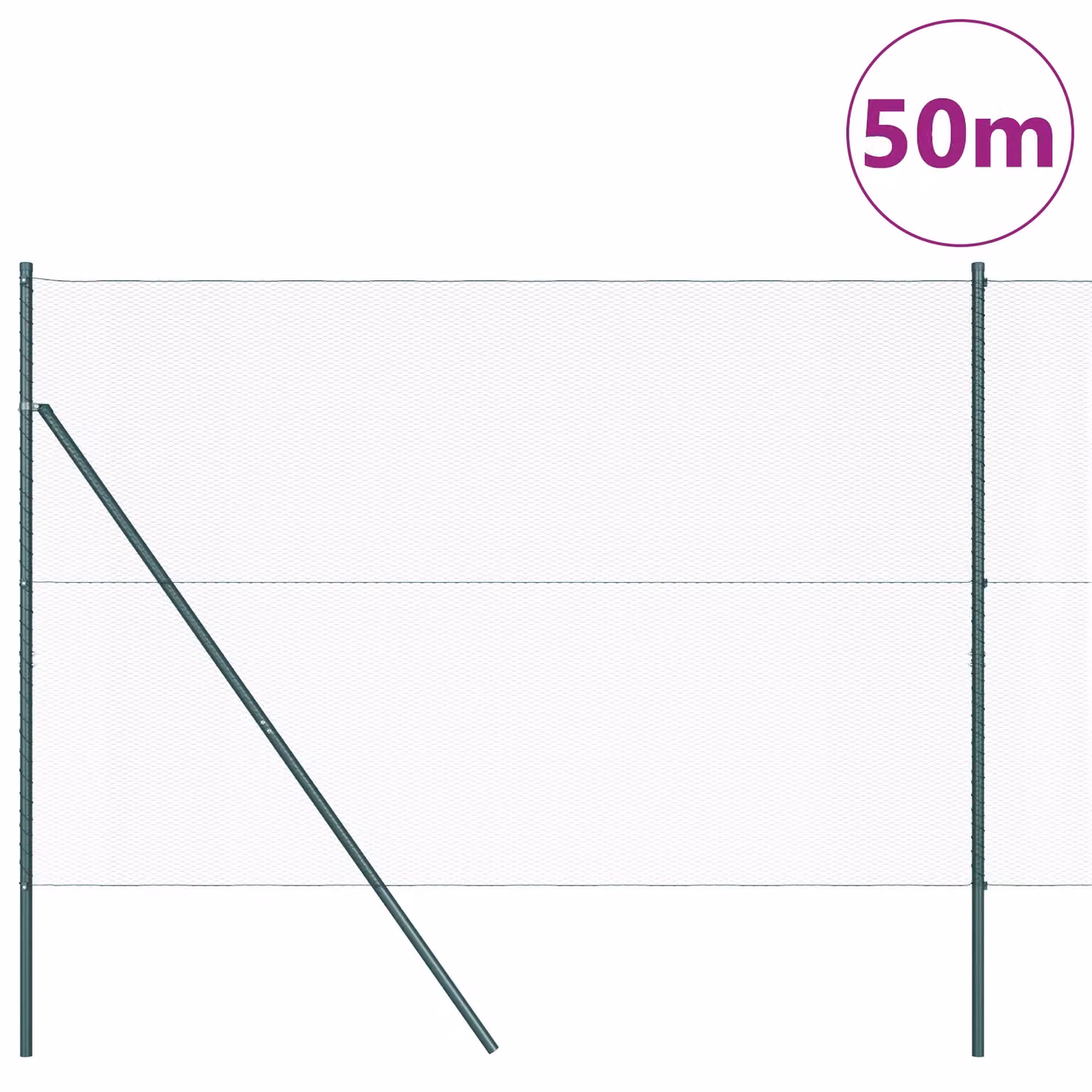 Berkfield Home Green Powder-Coated Steel Hexagon Fence, H: 160 cm x L: 50 m – 2