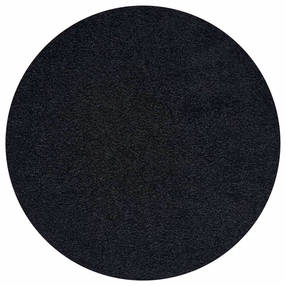 THE RUGS Soft Plain High Pile Shaggy Round Rug in Black, Diameter: 120 cm – 8