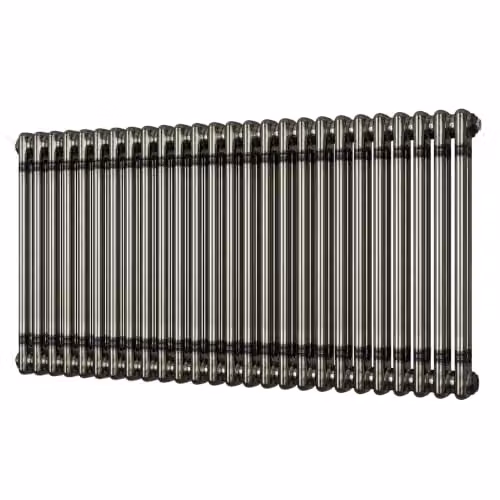 UK Radiators Alpha Raw Metal 2 Column Horizontal Traditional Cast-Iron Style Radiator in Silver, W/H: 1164 x 600 mm – 2