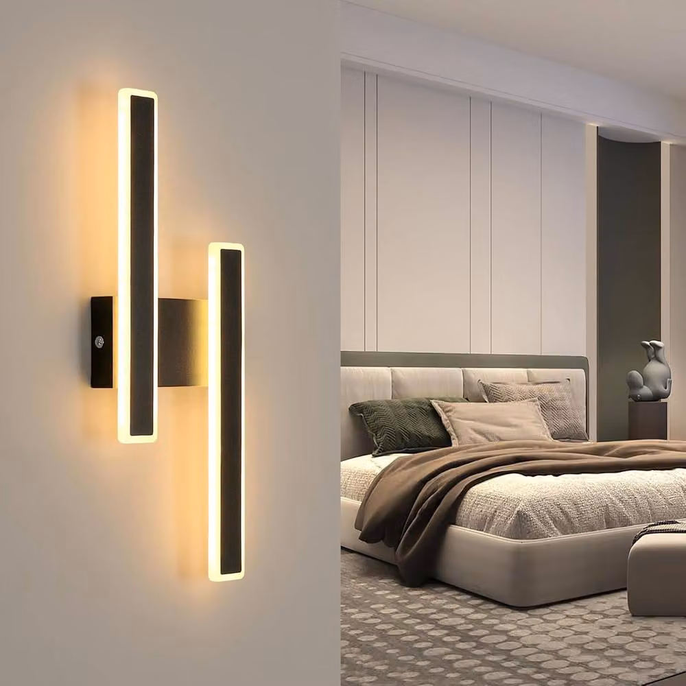 COMELY Modern LED Indoor Wall Light in Black with Acrylic and Aluminium, Warm White, H 46 cm x W 18 cm x D 18 cm – 2