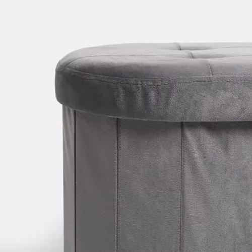 OHS Matte Velvet Rectangular Ottoman Storage Bench in Grey, W/D/H: 80 x 40 x 40 cm – 5