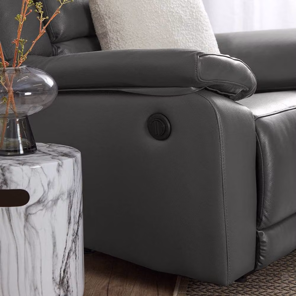 Home Garden Direct Scylla Power Reclining Grey Leather Sofa Set – 3