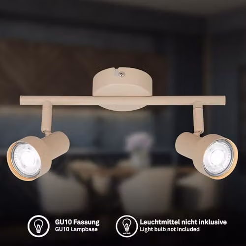 Briloner Beige Metal Adjustable Ceiling Spotlight for GU10 Bulbs, Diameter: 27.5 cm – 2